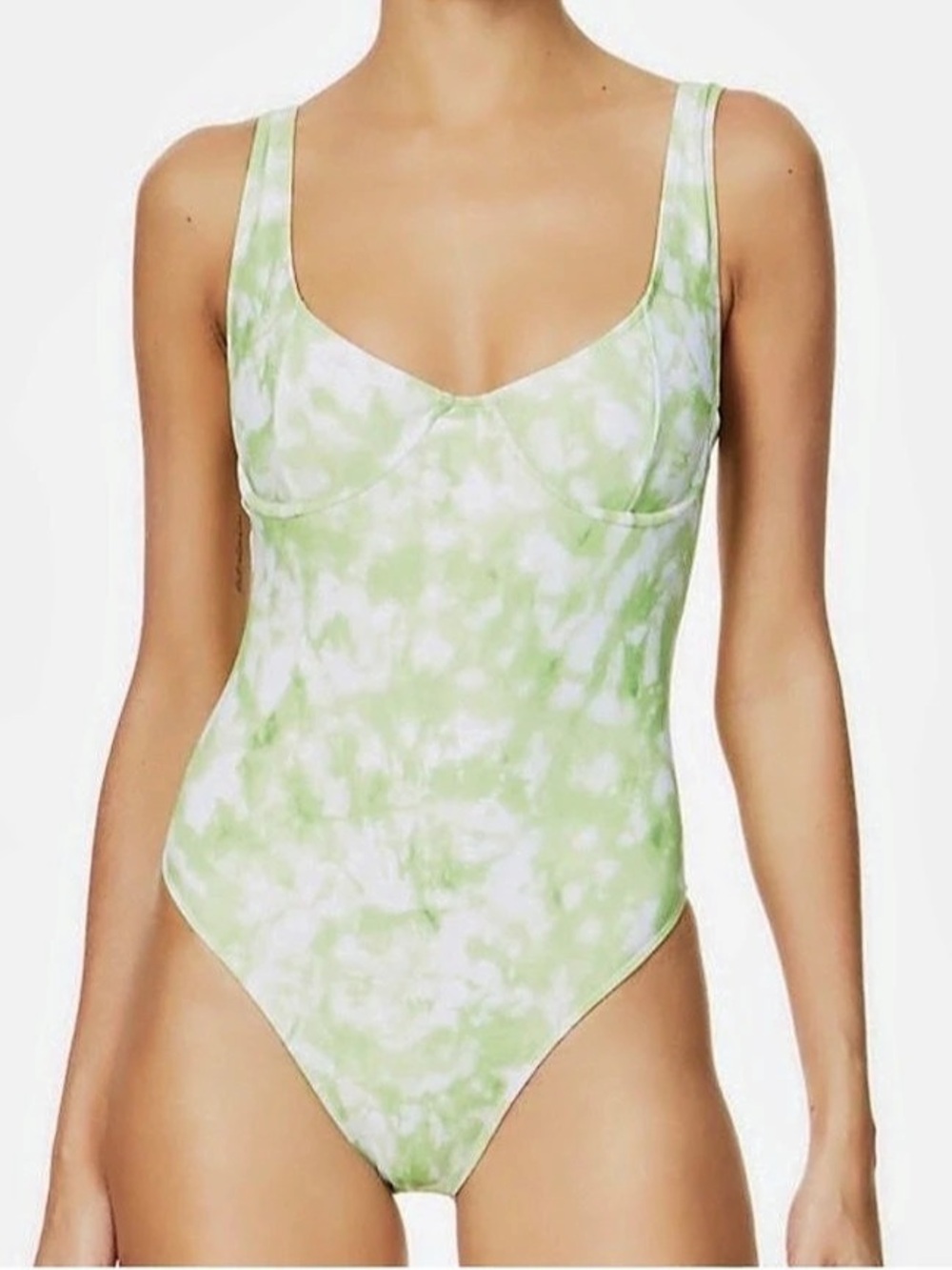 Faithfull the Brand Rosa One Piece Abstract One Piece in Green & White XS NWT